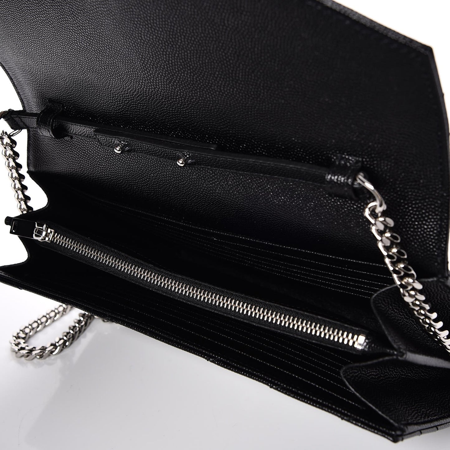 Grain De Poudre Matelasse Chevron Monogram Chain Wallet Black