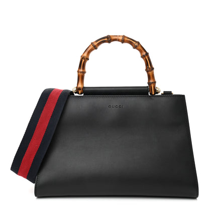 Gucci Nappa Bamboo Web Small Nymphaea Top Handle Bag Black 1 of 12