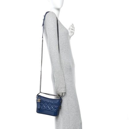 Chanel Patent Goatskin Quilted Small Gabrielle Hobo Blue 2 of 10