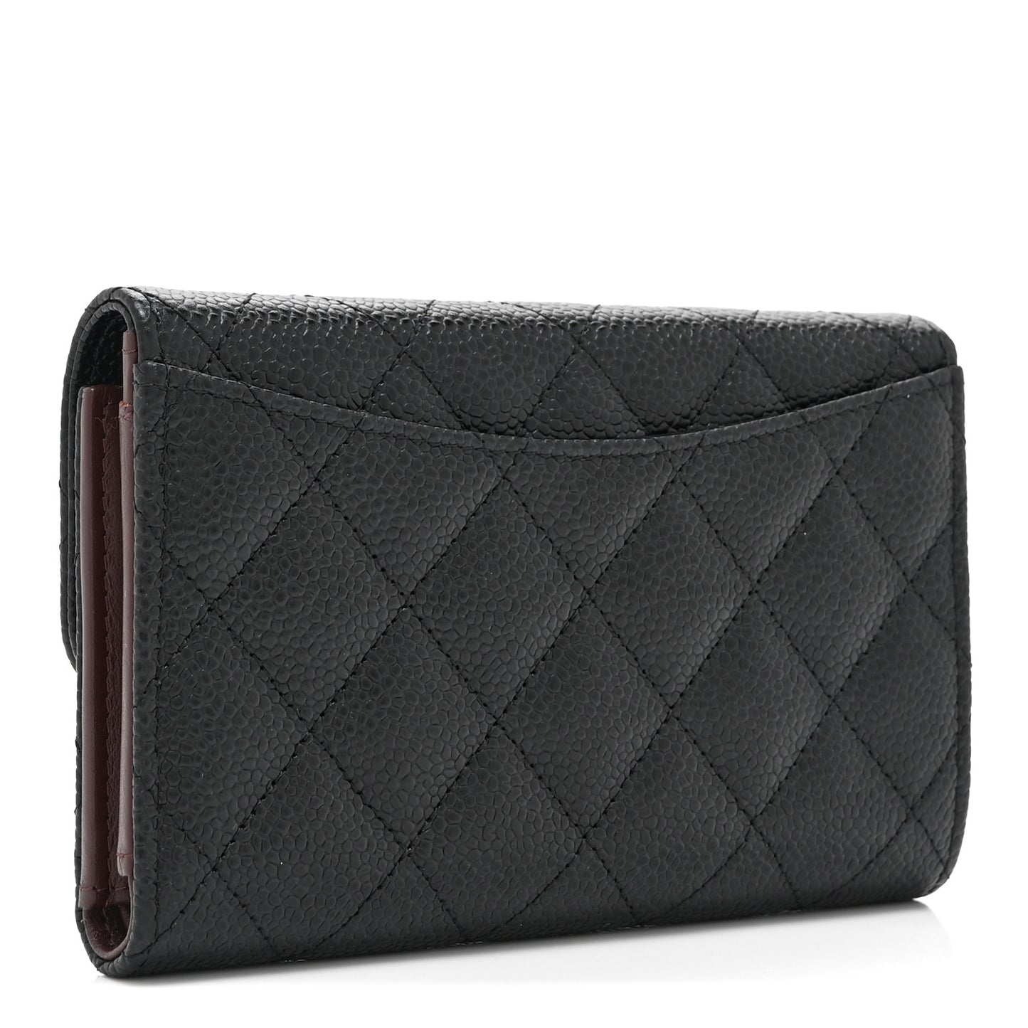 Caviar Quilted Medium Flap Wallet Black