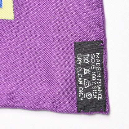 Hermes Silk Bouquets Sellier Scarf 90 Violet Jaune Vif Fuchsia 3 of 8