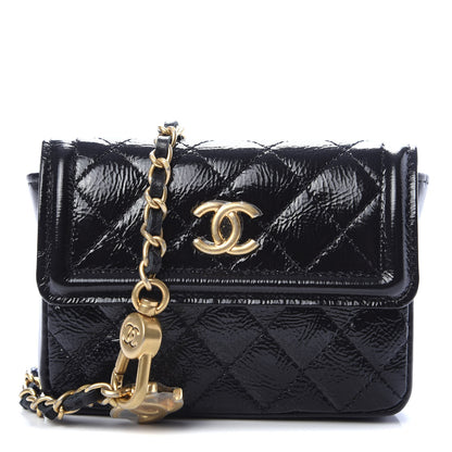 Chanel Shiny Aged Calfskin Quilted Waist Belt Bag Black 1 of 12