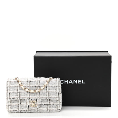 Chanel Tweed Quilted Mini Rectangular Flap White Grey 11 of 11