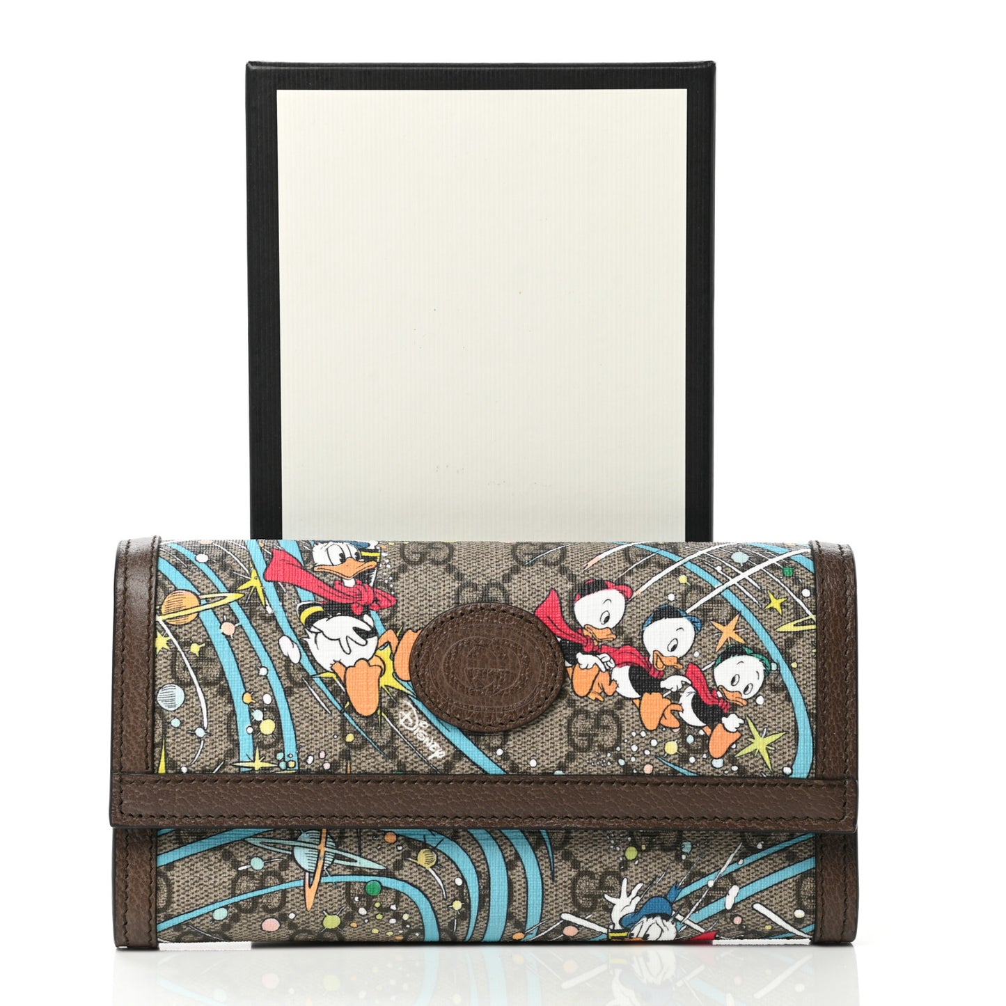 X DISNEY GG Supreme Monogram Donald Duck Interlocking G Continental Wallet Beige Multicolor New Acero