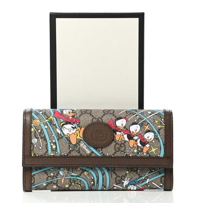 Gucci X DISNEY GG Supreme Monogram Donald Duck Interlocking G Continental Wallet Beige Multicolor New Acero 8 of 8