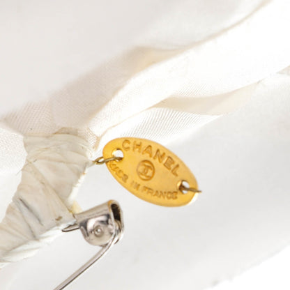 Chanel Silk Taffeta Camellia Brooch Pin White 4 of 5