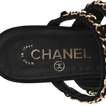 Chanel Suede Chain Mule Sandals 36.5 Black 7 of 10