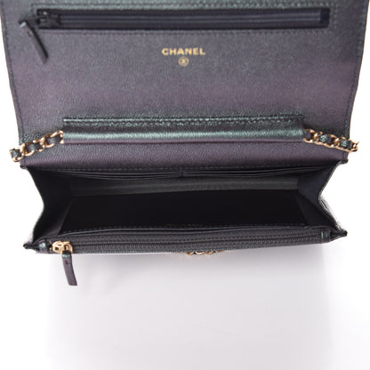 Chanel Iridescent Caviar Quilted Wallet On Chain WOC Black 5 of 11