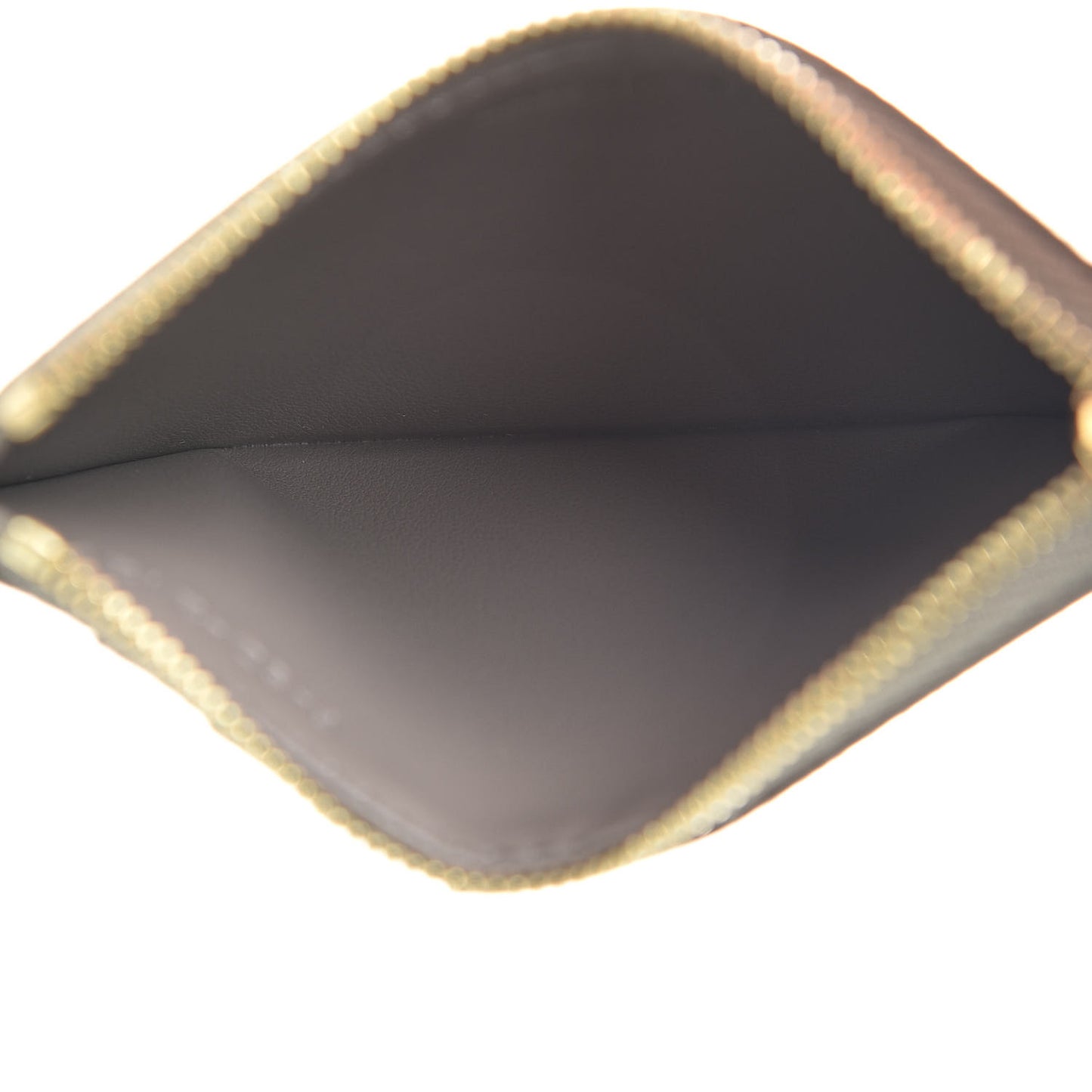 Grained Calfskin Zipped Card Holder Pebble