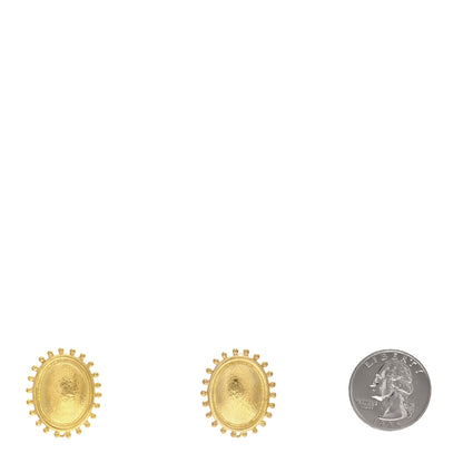 Elizabeth Locke 18K Yellow Gold Diamond Hammered Dome Stud Earrings 2 of 4