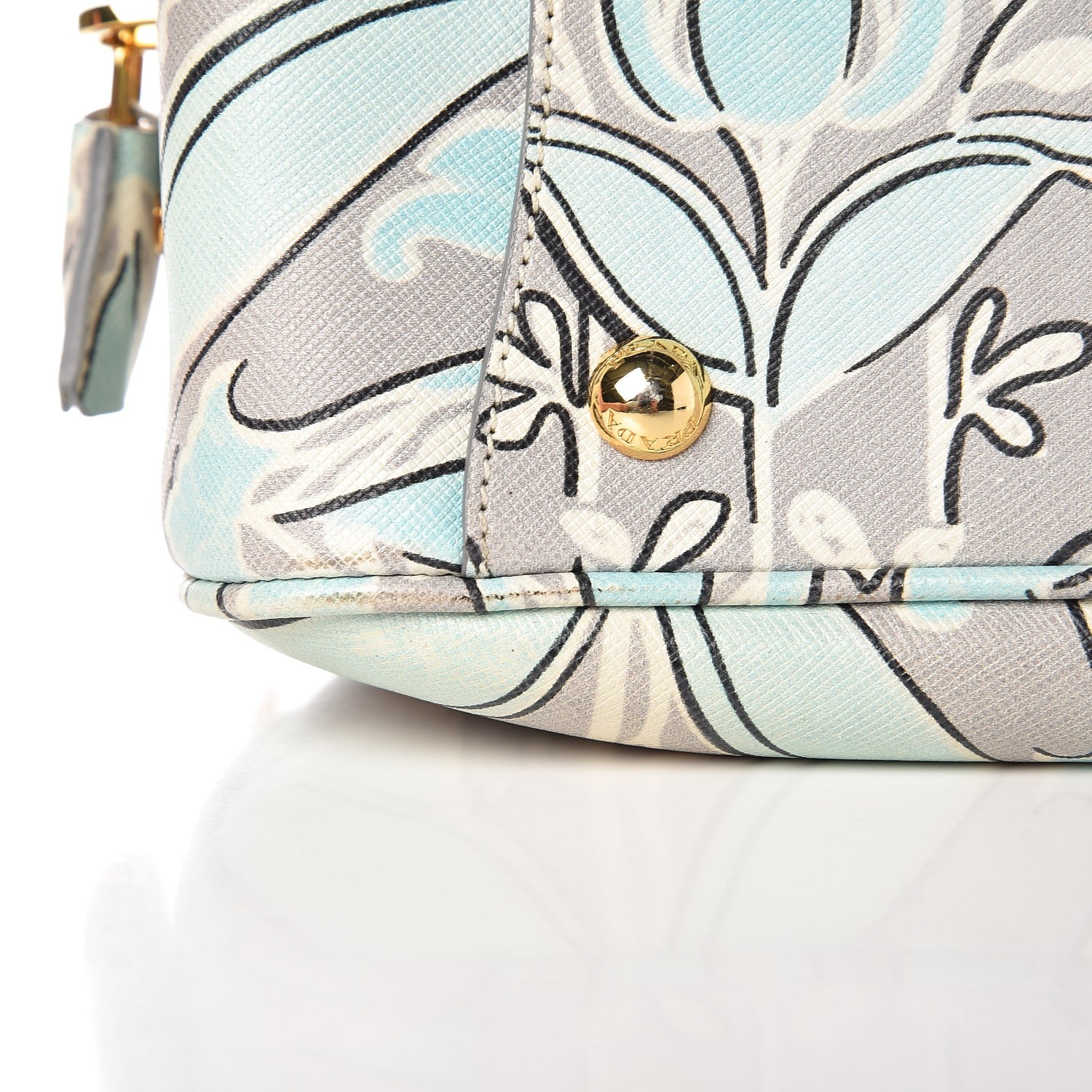 Prada Saffiano Anise Print Bauletto Green 12 of 12