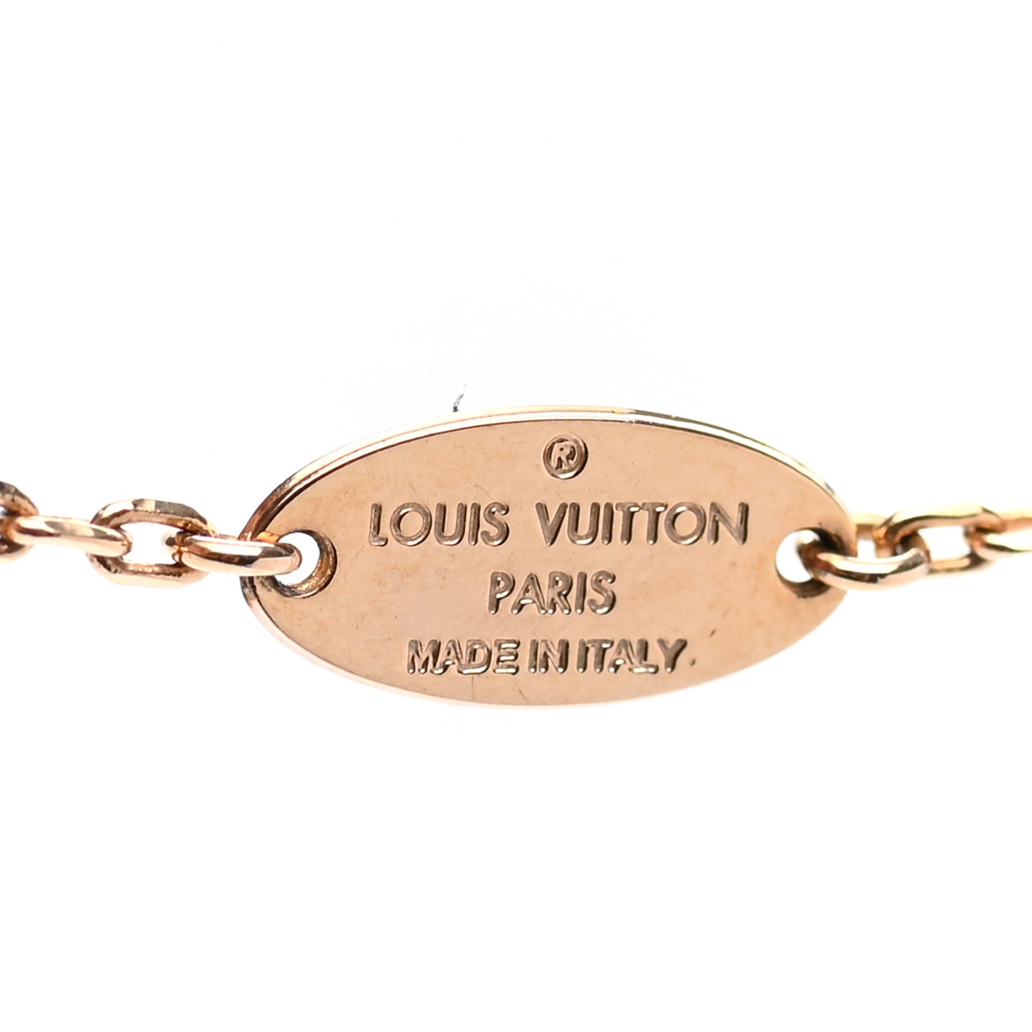Swarovski LV and V Heart Strass Necklace Rose Gold