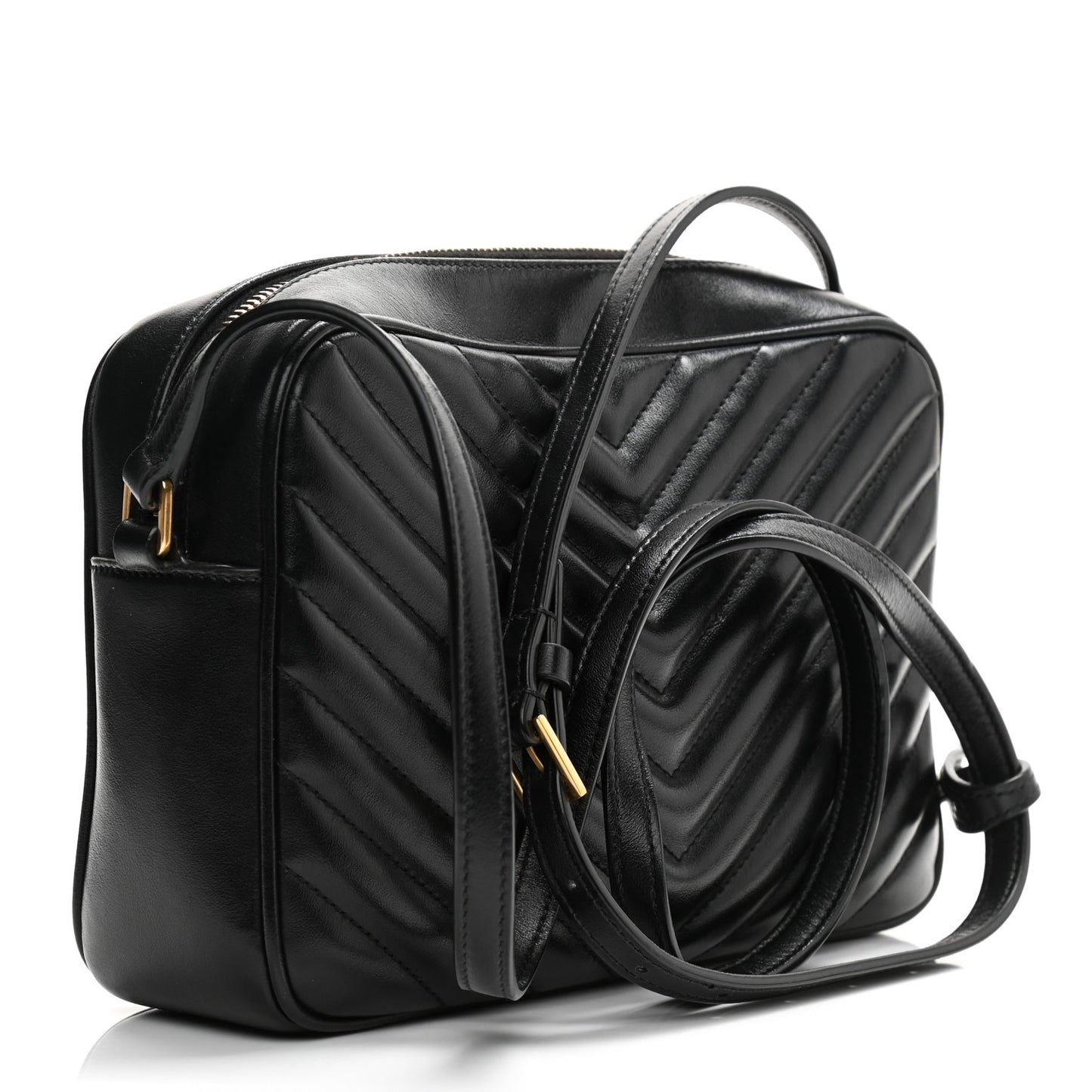 Calfskin Matelasse Monogram Lou Camera Bag Black