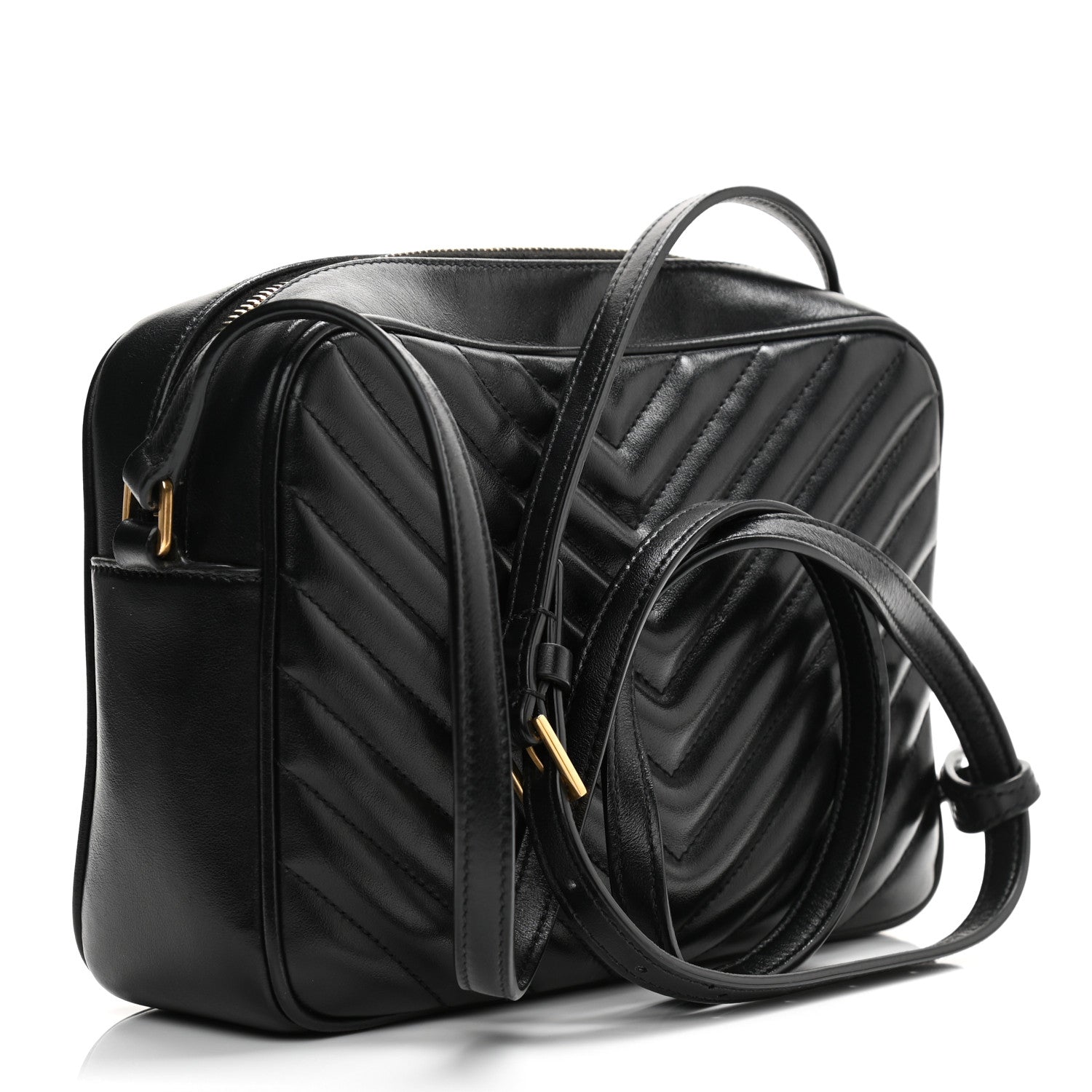 Saint Laurent Calfskin Matelasse Monogram Lou Camera Bag Black 3 of 14