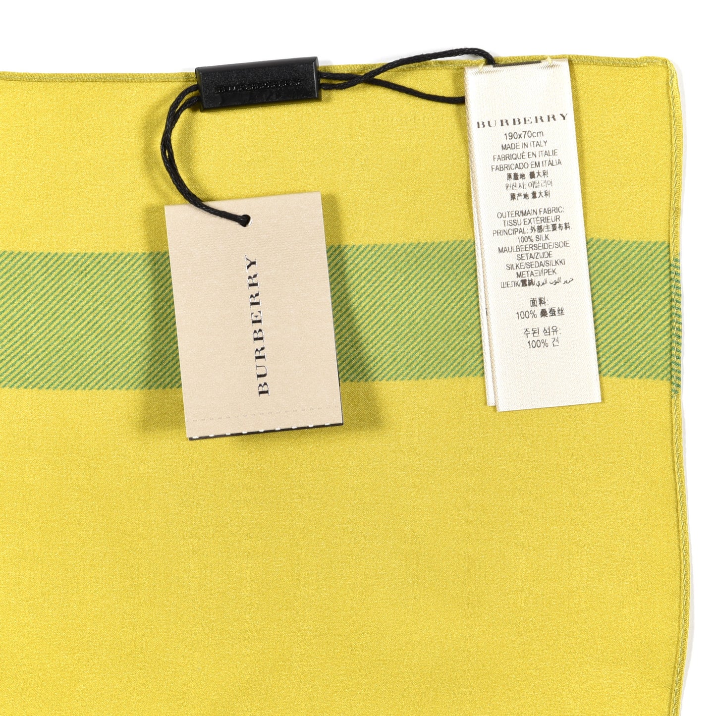 Silk Cashmere Half Mega Check Scarf Green Cream