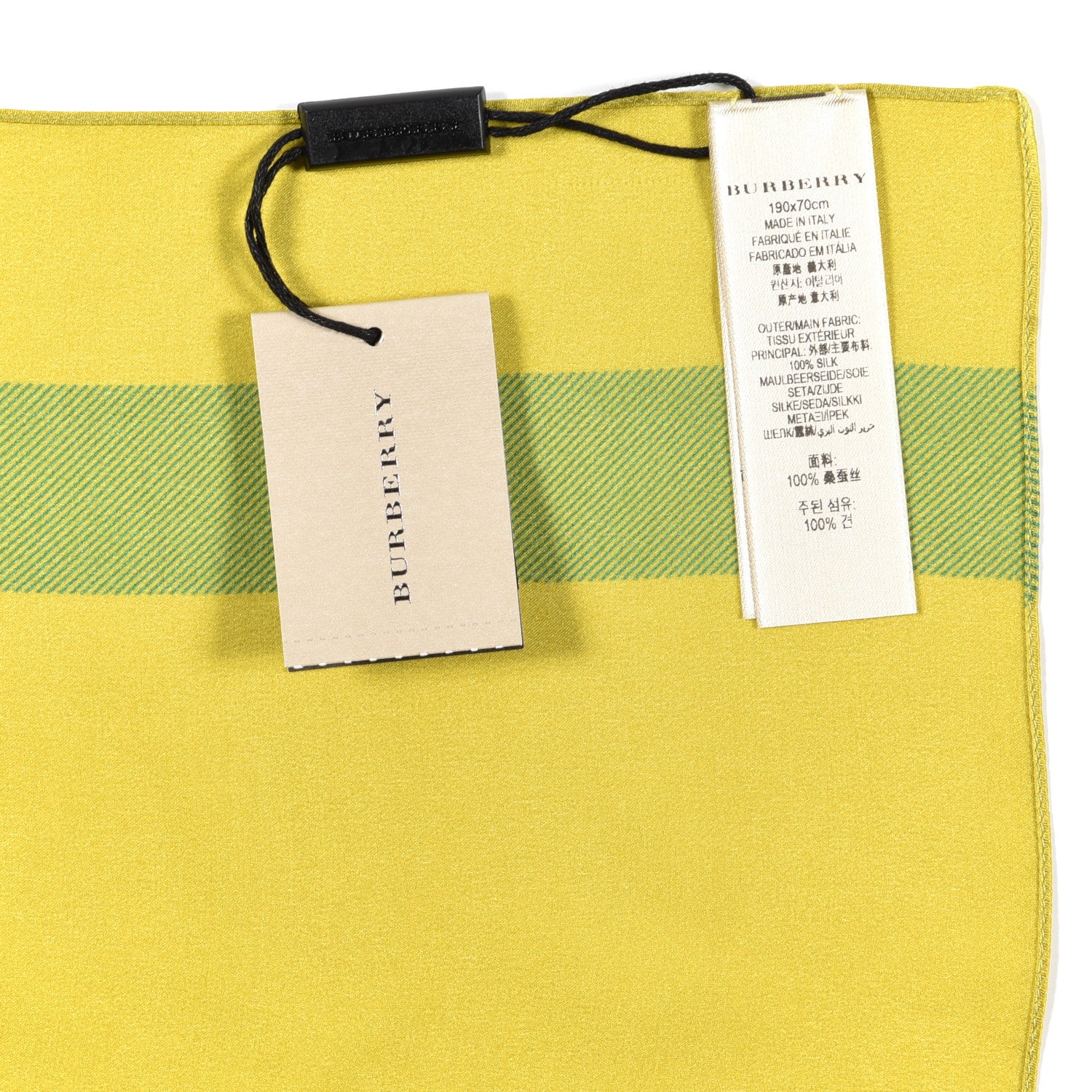 Burberry Silk Cashmere Half Mega Check Scarf Green Cream 3 of 4