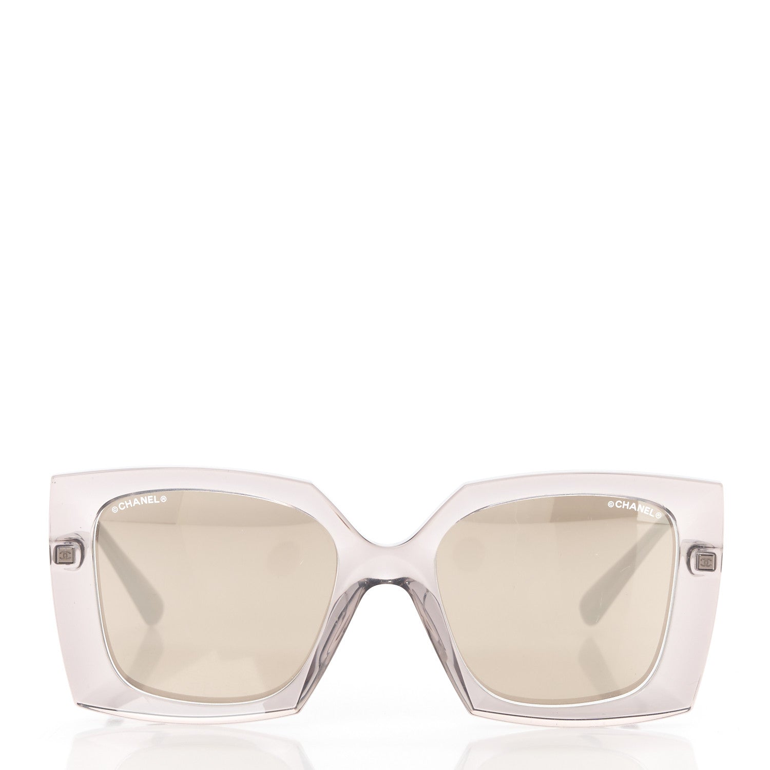 Chanel 18K White Gold Mirror Square Sunglasses 6051 Gray 2 of 7