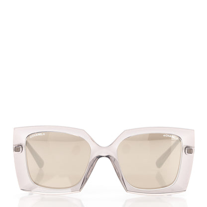 Chanel 18K White Gold Mirror Square Sunglasses 6051 Gray 2 of 7