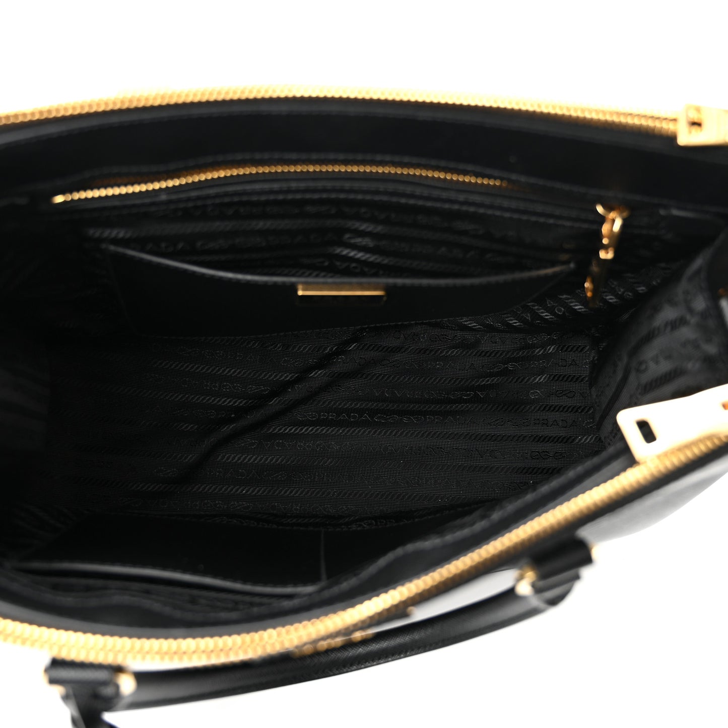 Saffiano Medium Galleria Double Zip Tote Black