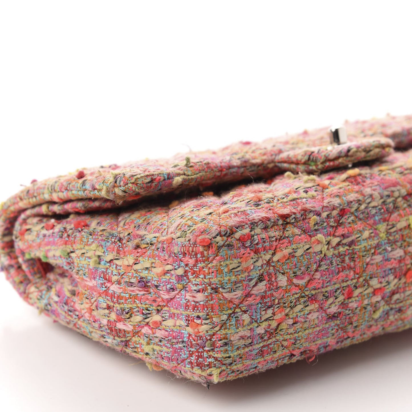 Tweed Quilted Medium Double Flap Pink