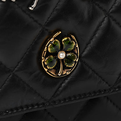 Chanel Aged Calfskin Quilted Lucky Charms 2.55 Reissue Wallet On Chain WOC Black 12 of 16