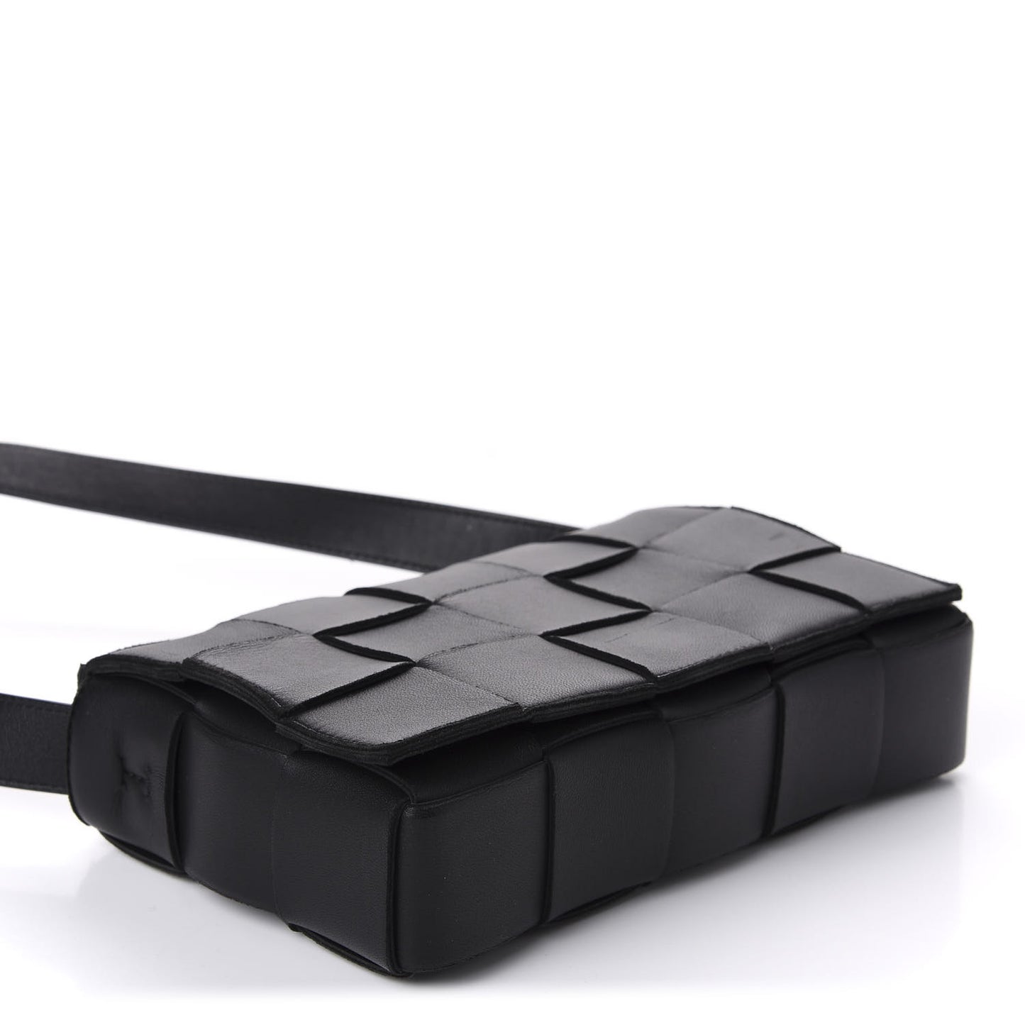 Lambskin Maxi Intrecciato Cassette Crossbody Bag Black