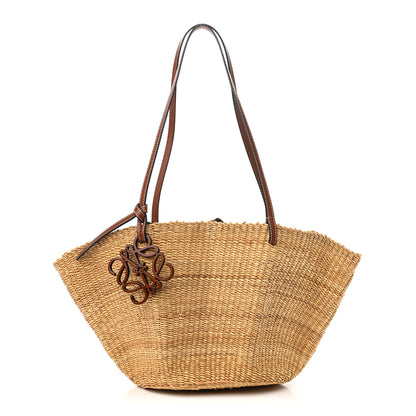 Loewe Calfskin Raffia Paulas Ibiza Small Basket Tote Bag Natural Tan 1 of 8