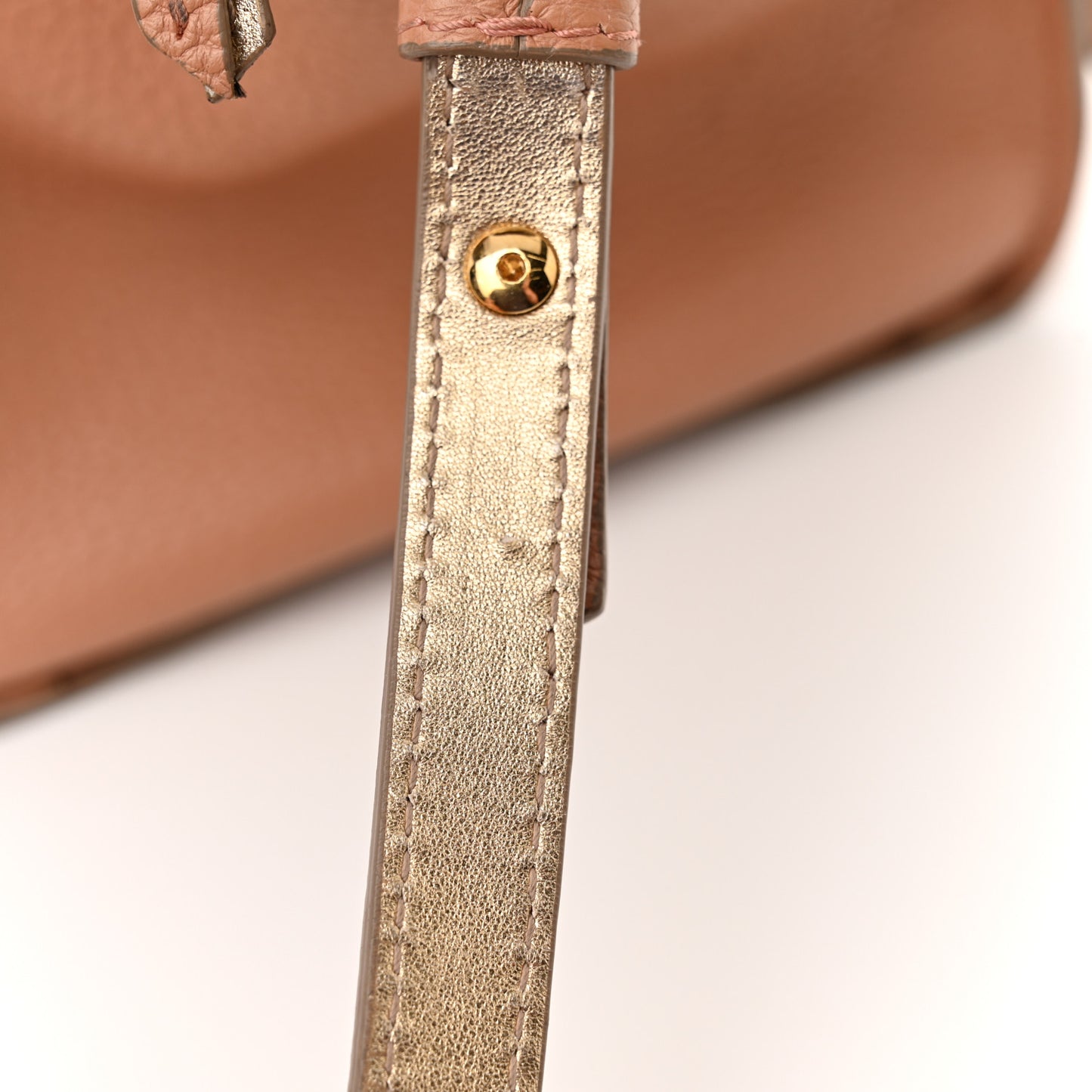 Hammered Calfskin Double Handle Small Amy Tote Neutral Gold