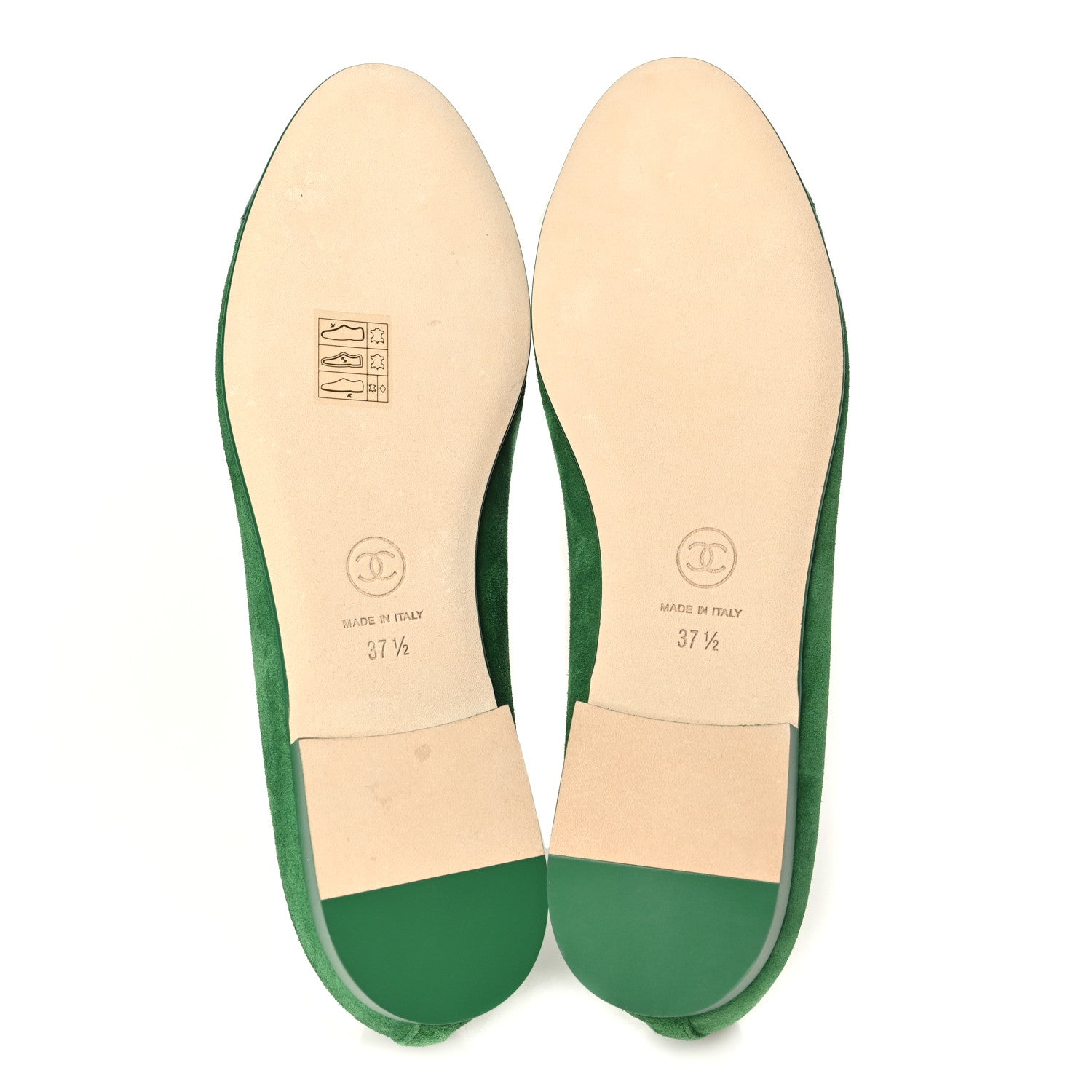 CHANEL フラットシューズ 39C オリーブグリーン Chanel Suede Patent Cap Toe CC Ballerina Flats 37.5 Green 1941216