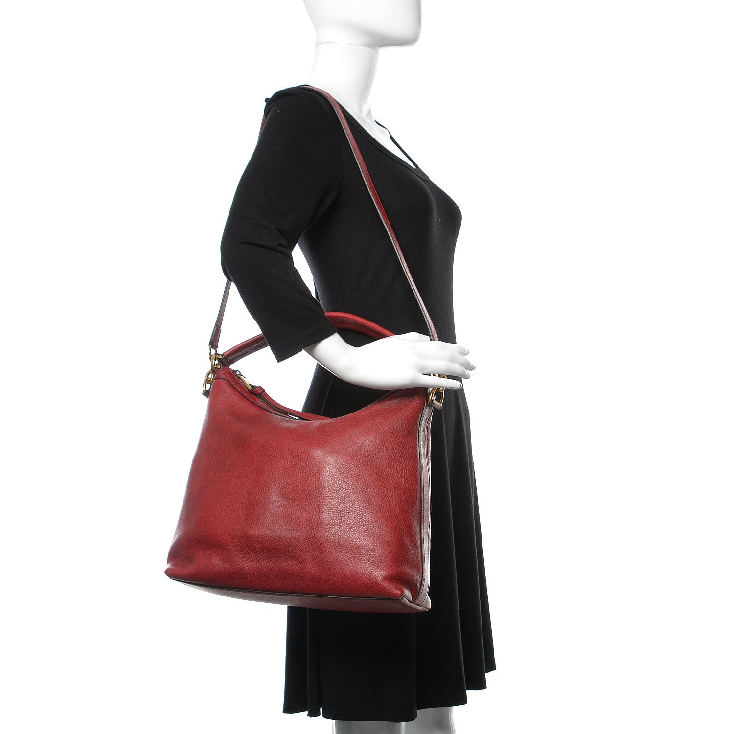 Gucci Pebbled Calfskin Small Miss GG Hobo Red 2 of 10