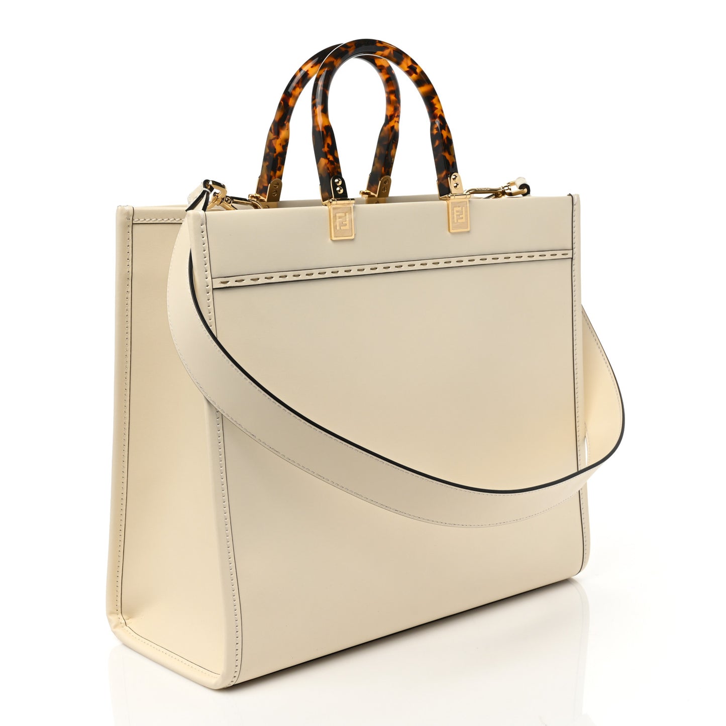 Vitello King Plexiglass Medium Fendi Sunshine Shopper Tote White Ice