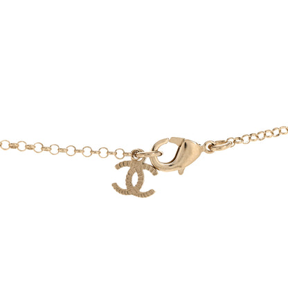Chanel Resin Crystal CC Heart Necklace Pearly White Gold 4 of 6