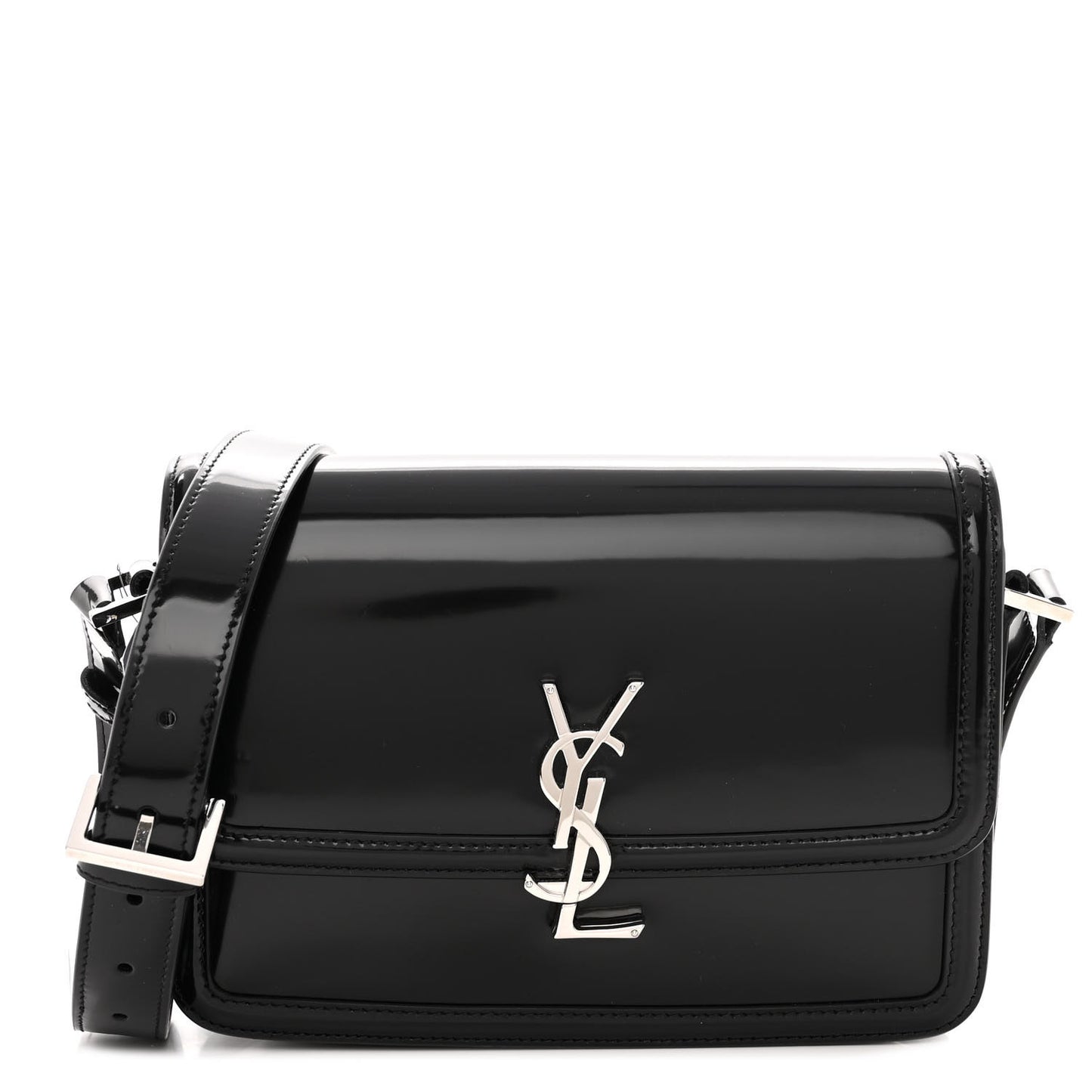 Glazed Calfskin Monogram Medium Solferino Satchel Black