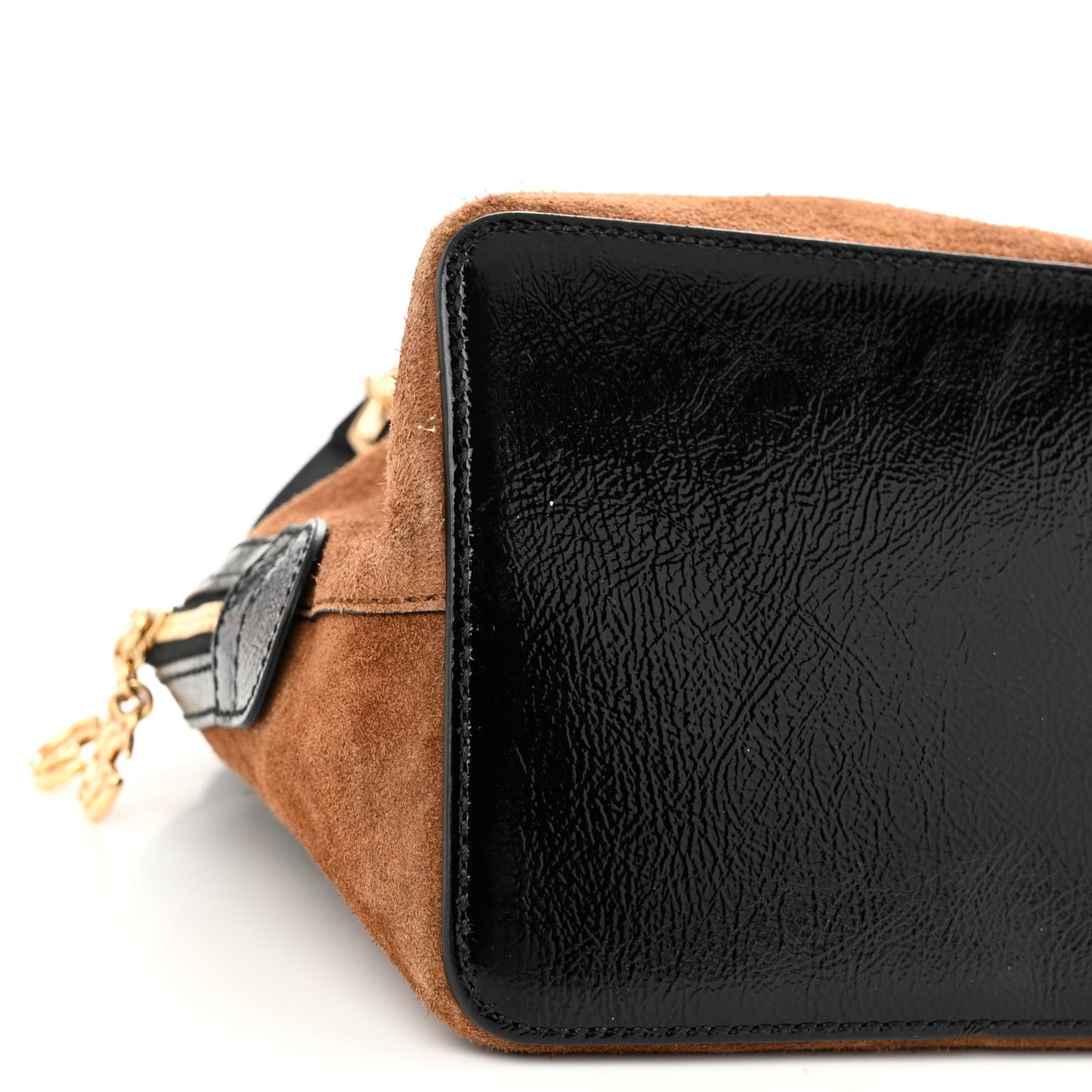 Suede Patent Web Medium Ophidia Top Handle Dome Bag Nocciola Black