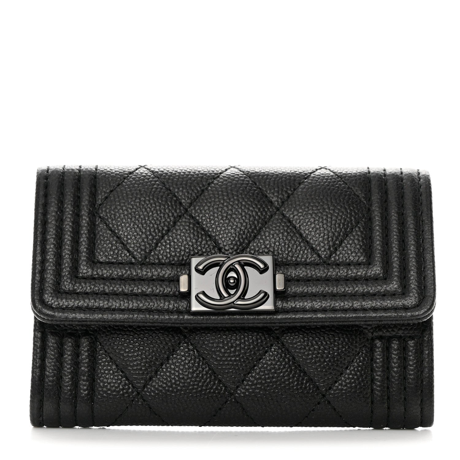Chanel Caviar Quilted Boy Flap Card Holder So Black 1 of 9