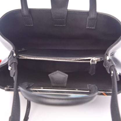 Fendi Vitello Dolce Mink Fur Pom Pom Petite 2Jours Tote Black Multicolor 5 of 11