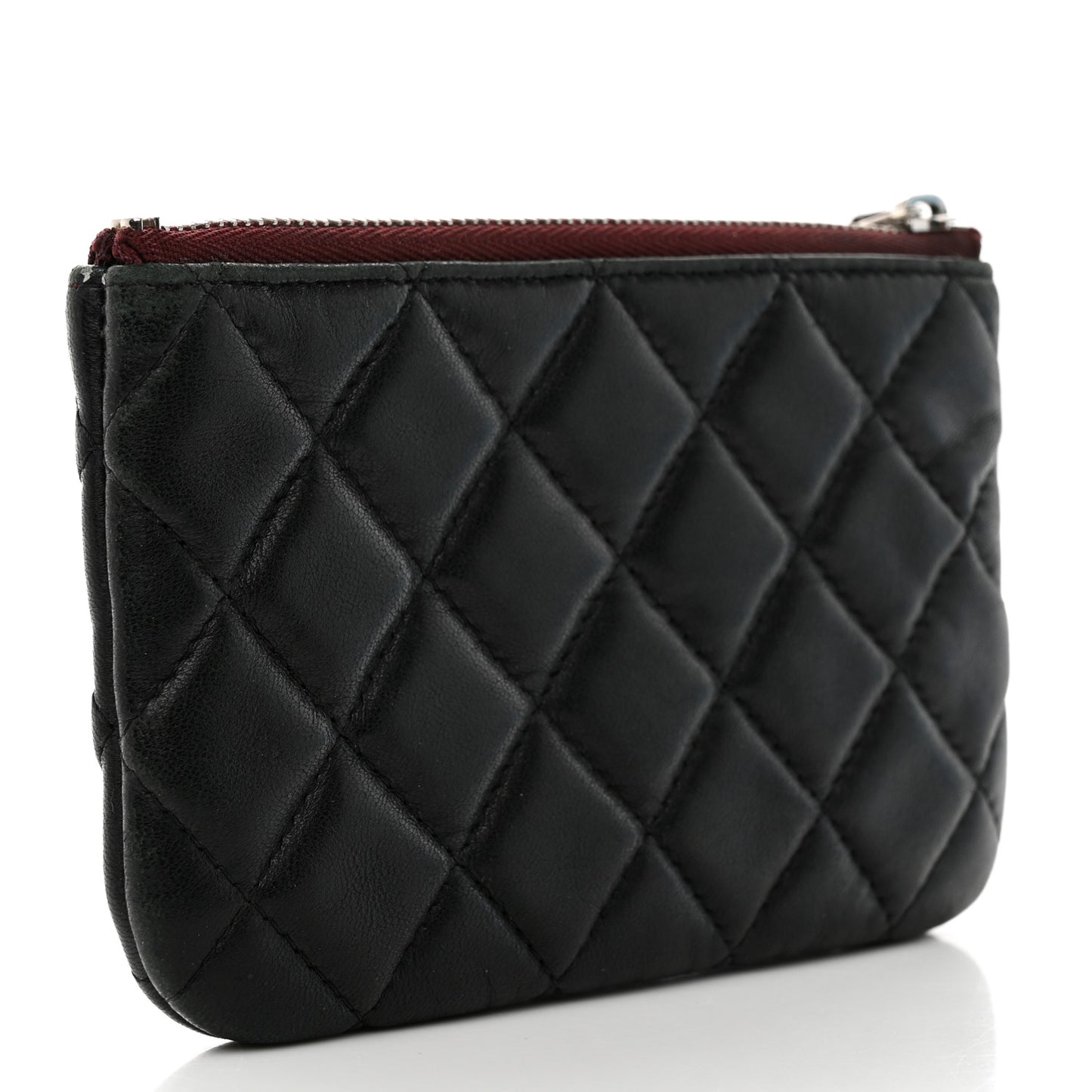 Lambskin Quilted Small Cosmetic Case Black