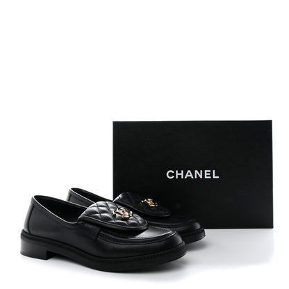 Chanel Lambskin Quilted CC Turnlock Loafers 39 Black 9 of 9
