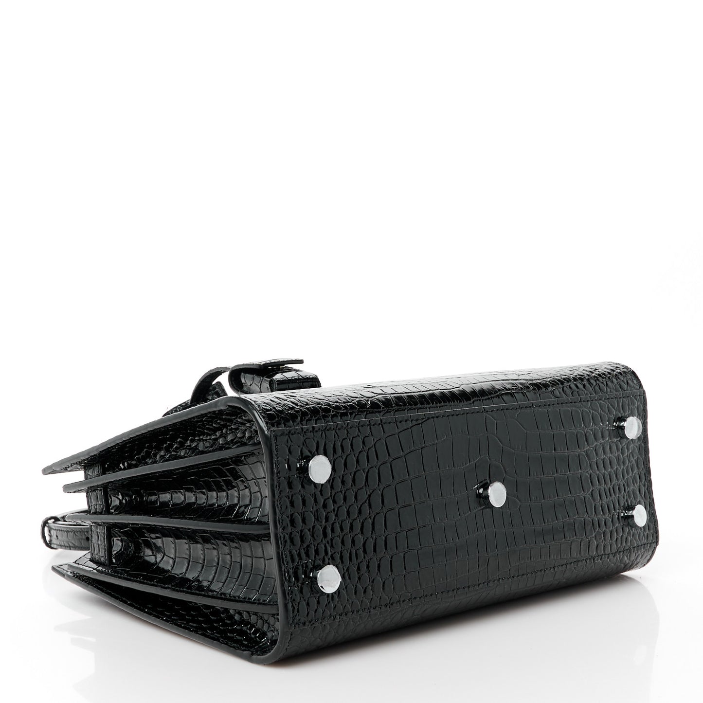 Calfskin Crocodile Embossed Baby Sac De Jour Black