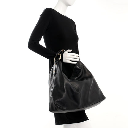 Gucci Calfskin Large Horsebit Chain Hobo Black 2 of 8