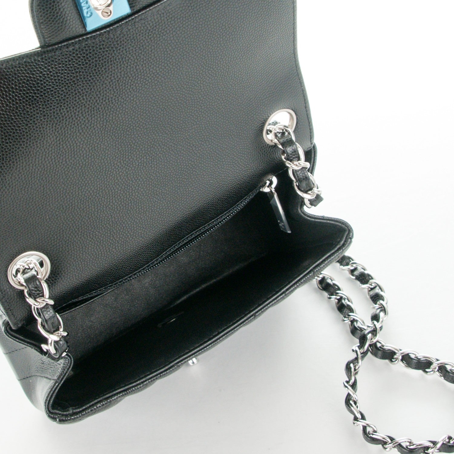 Chanel Caviar Chevron Quilted Mini Square Flap Black 5 of 8