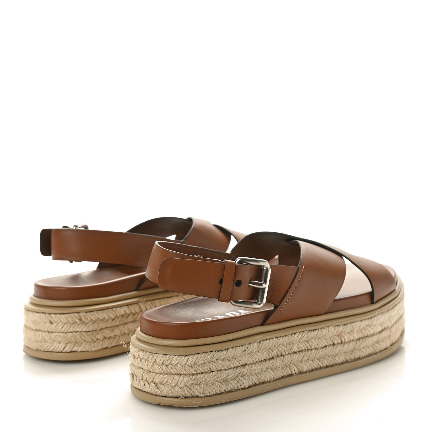 Vitello Soft Espadrilles Platform Sandals 38.5 Cognac