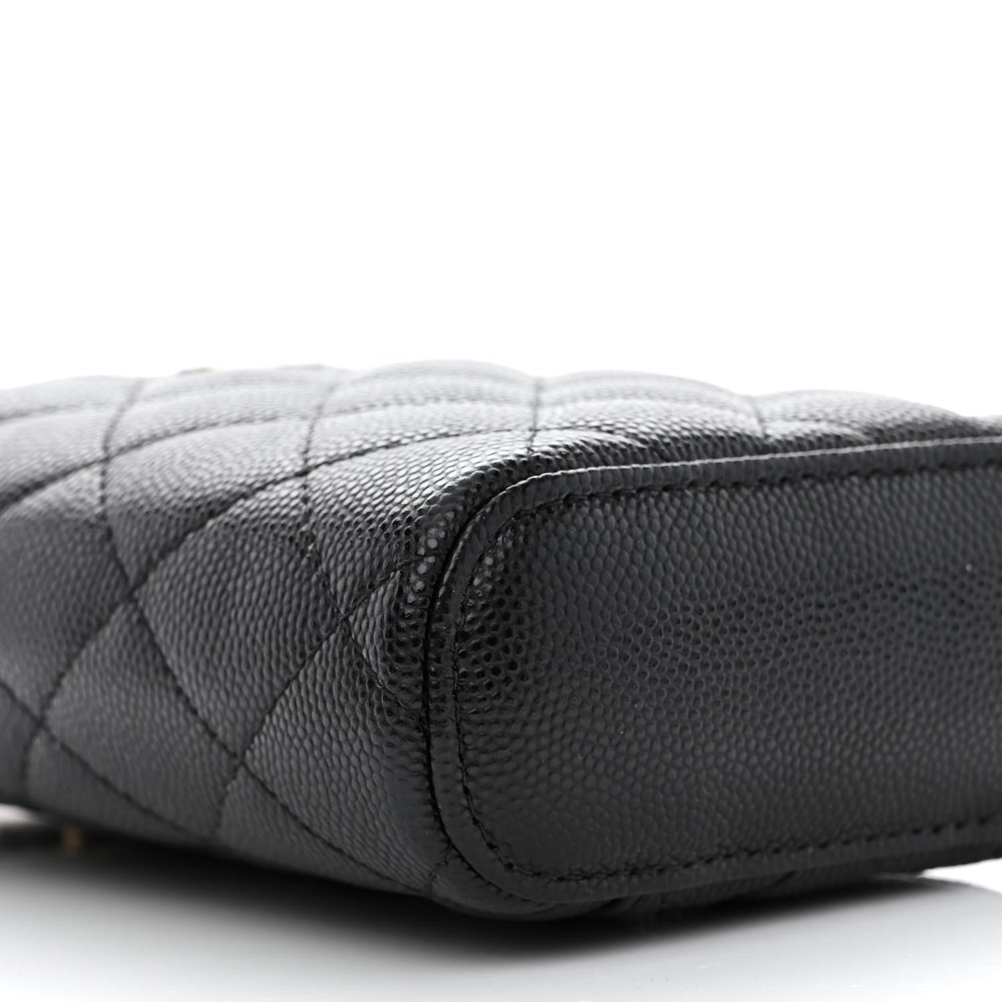 Caviar Quilted Small Vertical Coco Beauty Vanity Case With Chain Black