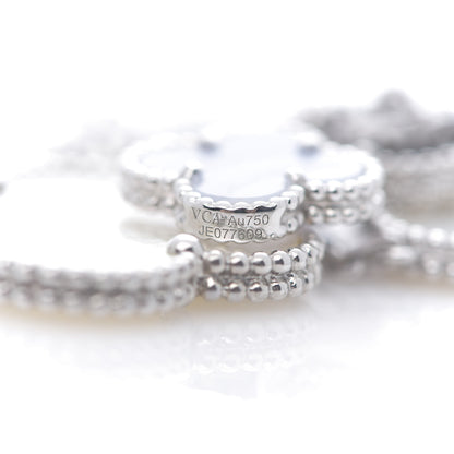 Van Cleef & Arpels 18K White Gold Chalcedony Mother of Pearl 5 Motifs Magic Alhambra Bracelet 5 of 5