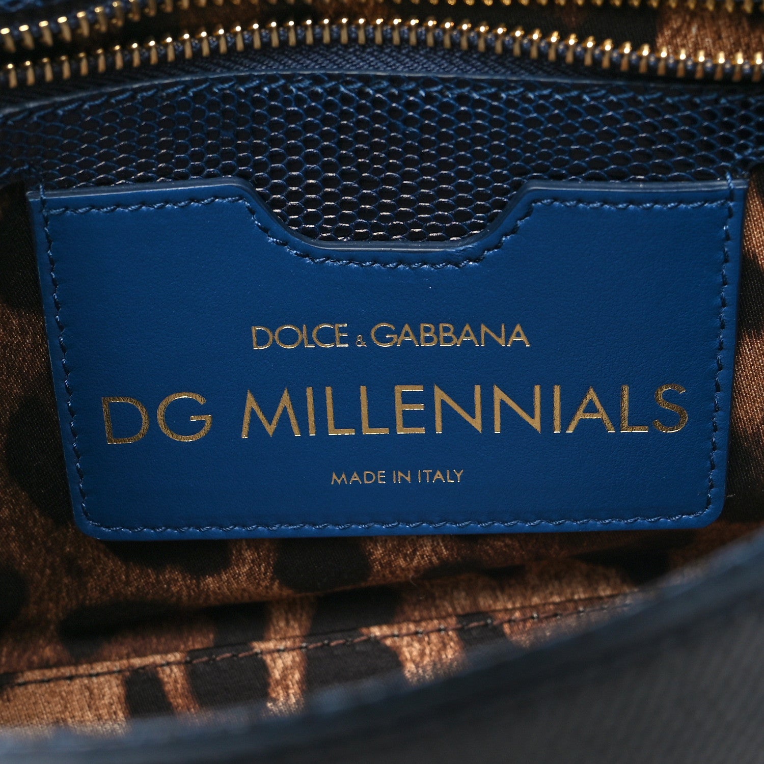 Dolce & Gabbana Stampa Iguana Calfskin Crystal Millennials Chain Shoulder Bag Blue 6 of 11
