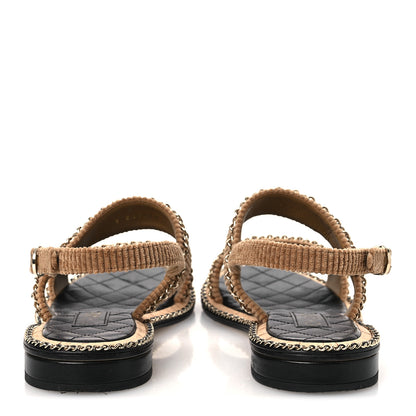 Chanel Corduroy Chain CC Sandal 40.5 Dark Beige 6 of 11