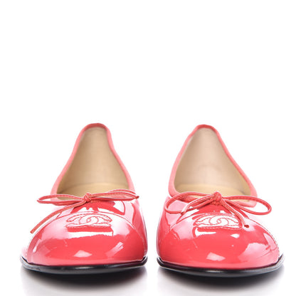 Chanel Patent Calfskin CC Cap Toe Ballerina Flats 39.5 Coral 2 of 9