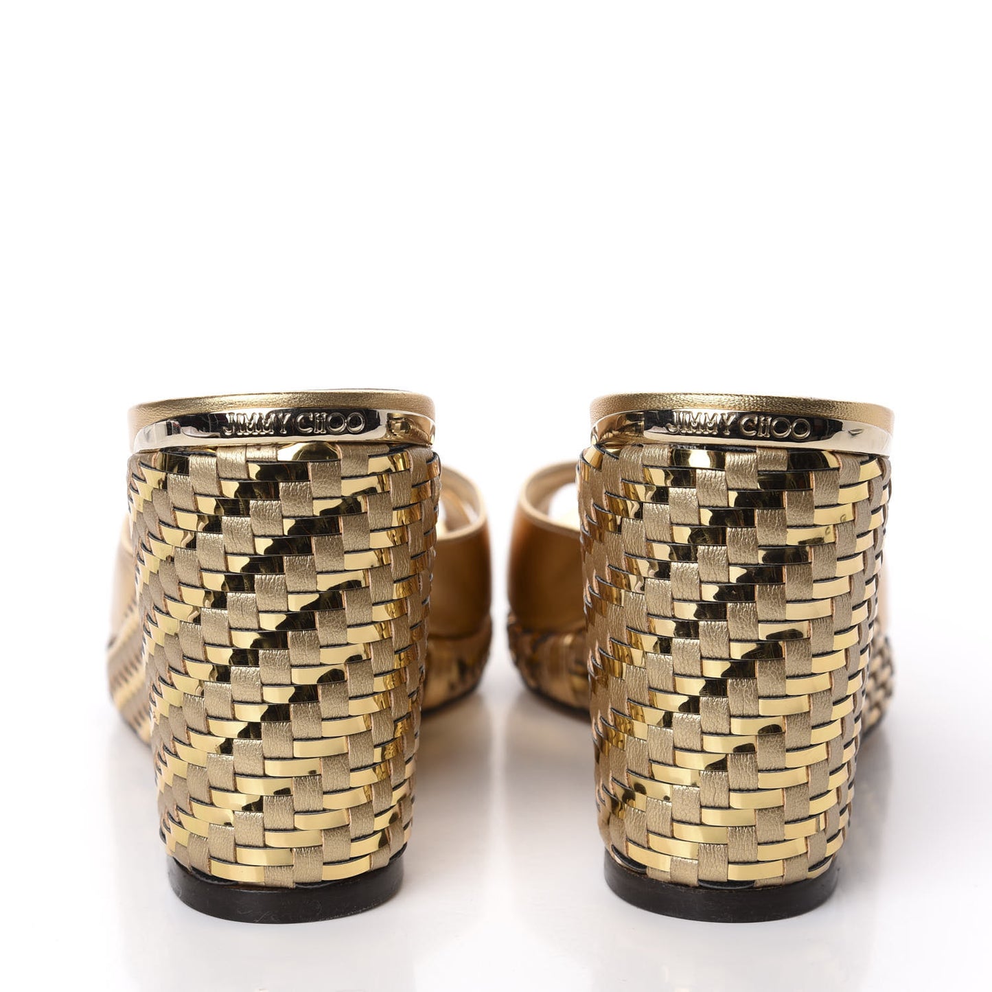 Metallic Nappa Woven Almer 80 Wedge Sandals 41 Gold