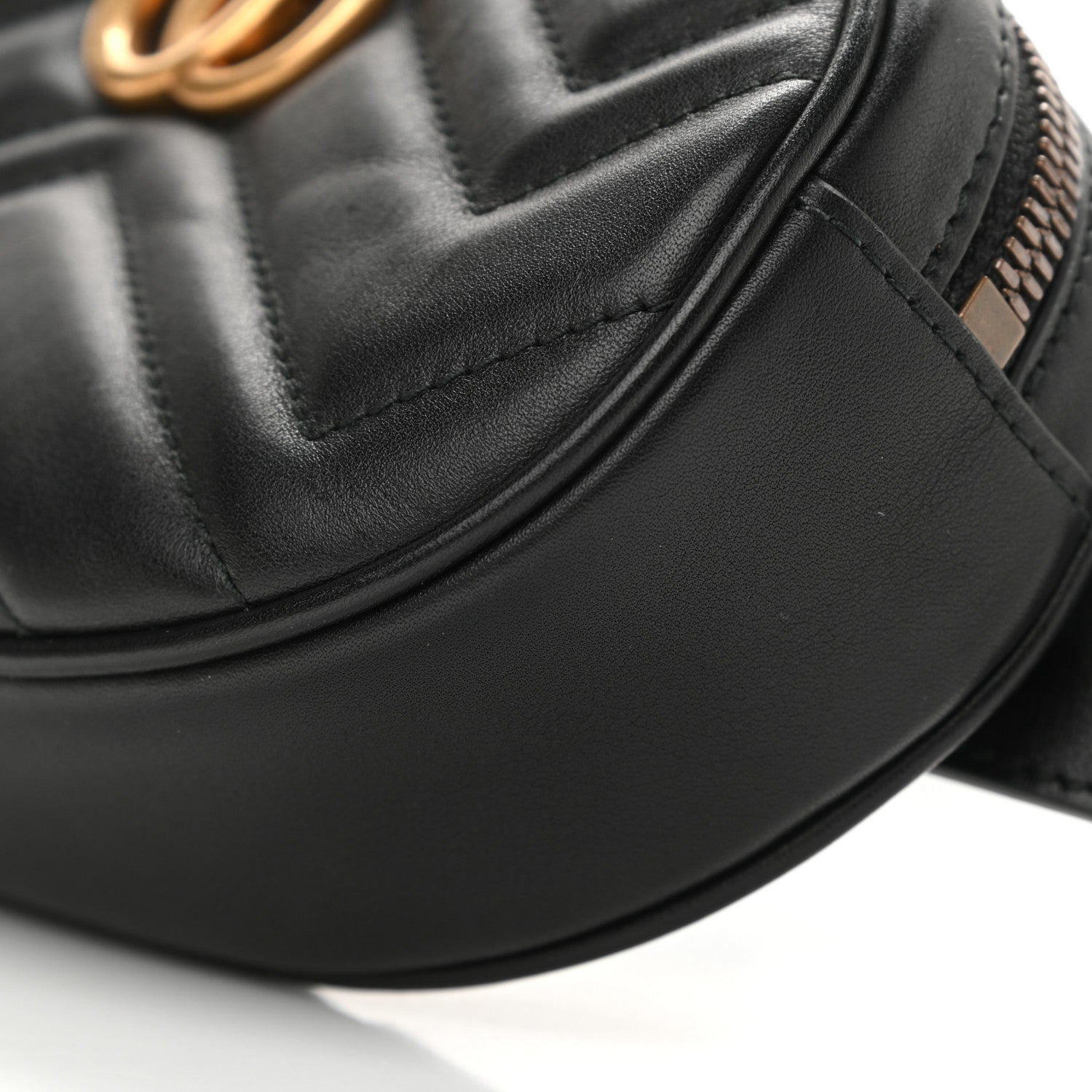 Gucci Calfskin Matelasse GG Marmont Belt Bag 85 34 Black 10 of 11