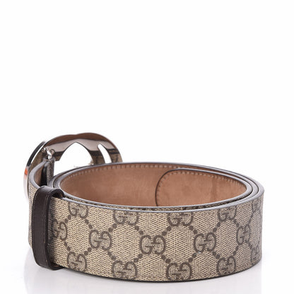 Gucci GG Supreme Monogram Selleria Calfskin Interlocking G 40mm Belt 100 40 Beige Ebony Cocoa 3 of 7